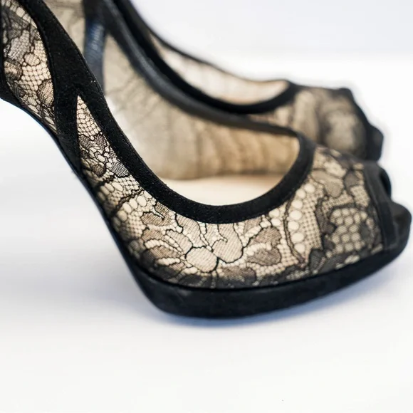CHRISTIAN DIOR Lace & Suede Pump - Picture 4 of 10